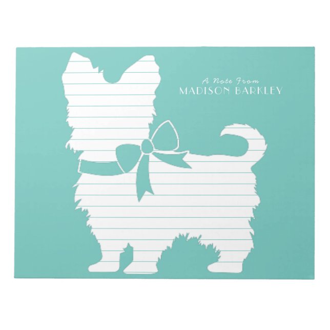 Bloco De Notas Yorkshire Terrier Dog Puppy Yorkie (Frente)