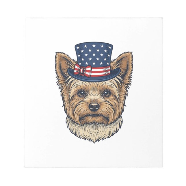 Bloco De Notas Yorkshire Terrier Patriótico Vintage (Frente)