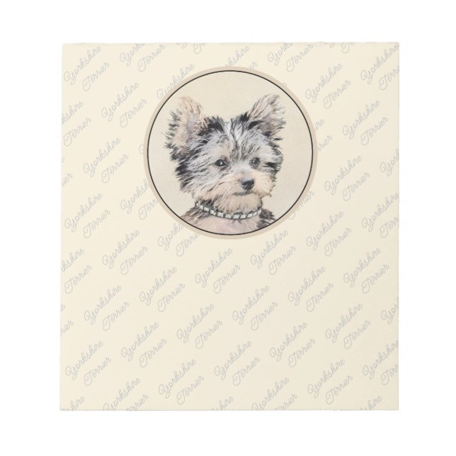 Bloco De Notas Yorkshire Terrier Puppy Pintura Original (Frente)