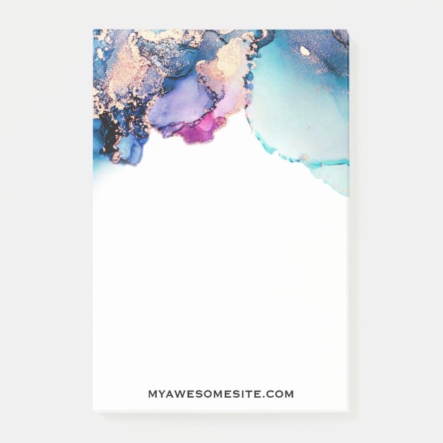 Bloco De Notas *~* Yummy Teal Turquoise Dourada AP29 Bold Abstrat (Frente)