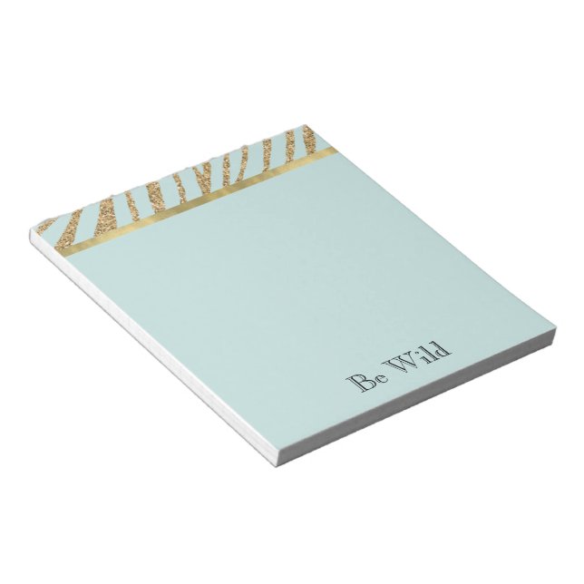 Bloco De Notas Zebra Brilho Dourado Menta   (Inclinado)