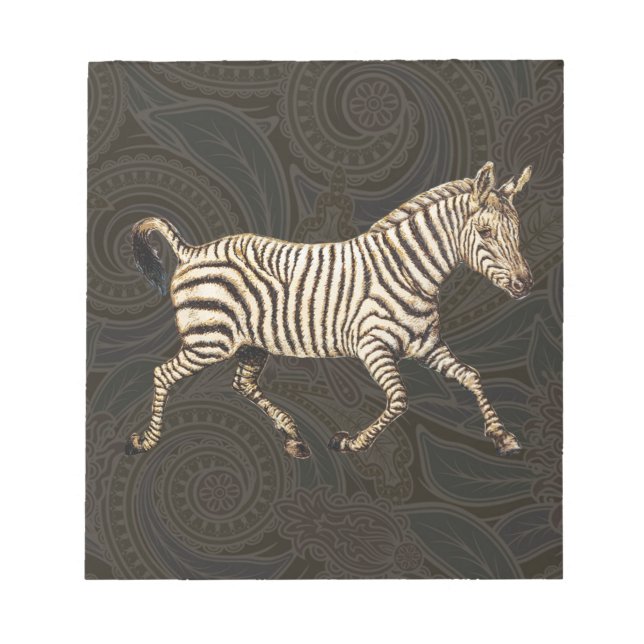 Bloco De Notas zebra de safra com design paisley (Frente)