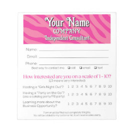 Bloco De Notas Zebra Print Vendor Leads Drawing Win Slip