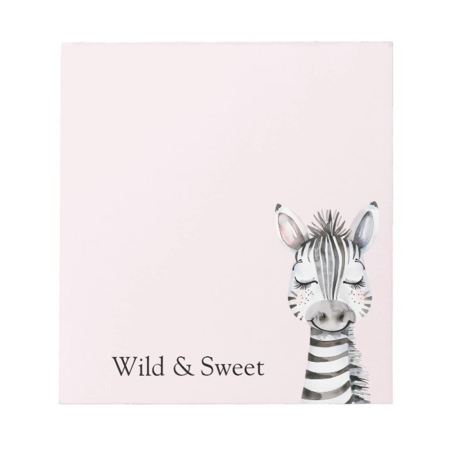 Bloco De Notas Zebra Selvagem & Doce Rosa (Frente)