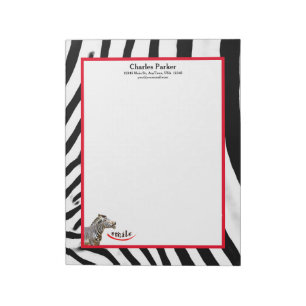 Bloco De Notas Zebra Sorri Preto/Branco/Vermelho Personalizável 