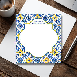 Bloco De Notas Zellij padrão marroquino azul e amarelo