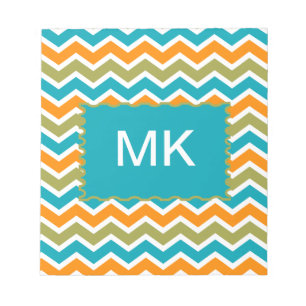 Bloco De Notas Ziguezague tribal vibrante do pavão