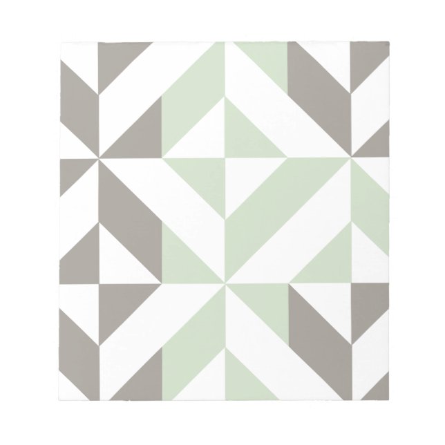Bloco De Notas ZigZag Geométrico de Sage Green e Silver (Frente)