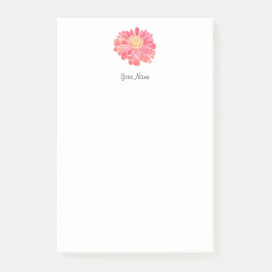 Bloco De Notas Zinnia cor-de-rosa da aguarela do pêssego