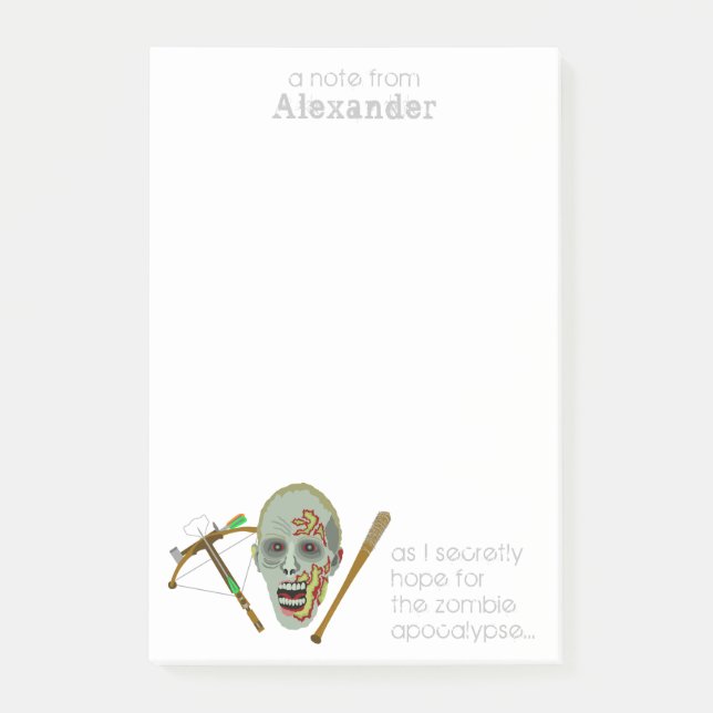 Bloco De Notas Zombie Crossbow Bat | Notas Engraçadas do Apocalyp (Frente)