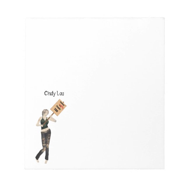 Bloco De Notas Zombie Pin Up Girl Protesto Eu Notepad (Frente)