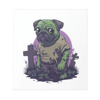 Bloco De Notas Zombie Pug � Undead Funny Halloween Dog
