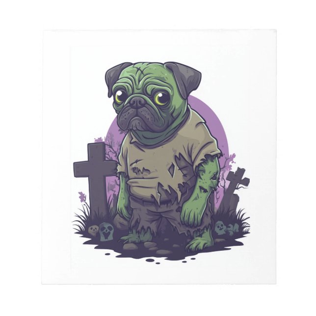 Bloco De Notas Zombie Pug � Undead Funny Halloween Dog (Frente)