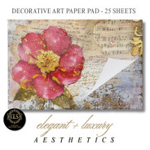 Bloco de Papel - Decoupage - Letra Flor Red e Dour