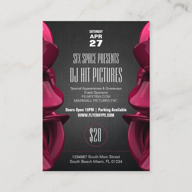 Bloco do cartão do evento do partido do clube de (Frente)