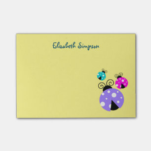 Bloco Post-it 3 Damybugs em Rosa Púrpura e Azul Personalizados