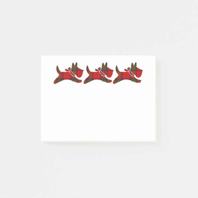 Bloco Post-it 3 Scotties da xadrez personalizam (Frente)