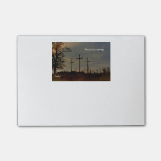 Bloco Post-it A "fé é" três notas de post-it transversais fortes