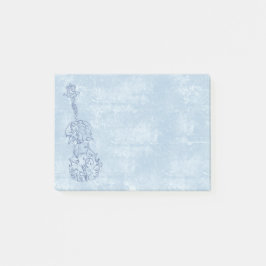 Bloco Post-it A lápis azul desenho do violino no efeito Textured