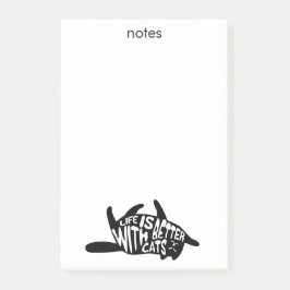 Bloco Post-it A vida é melhor com os gatos | Tipografia divertid