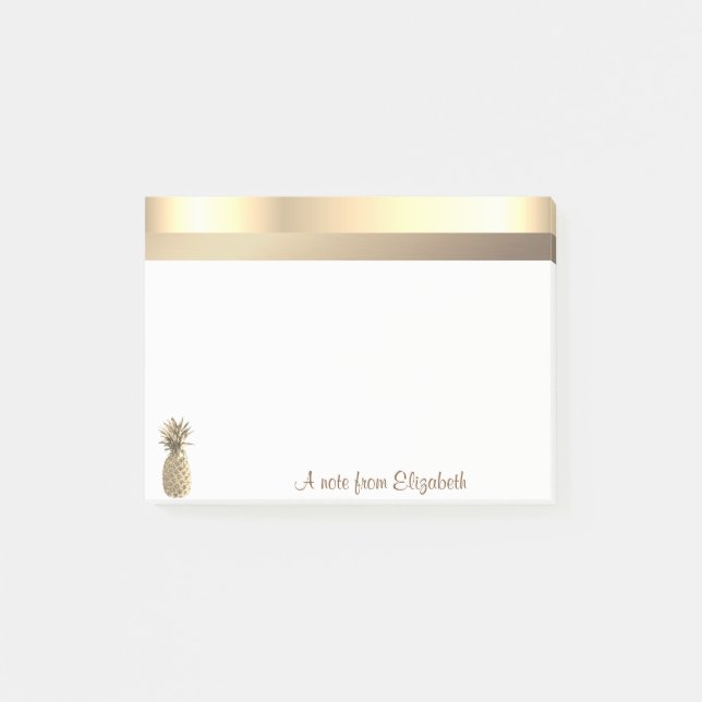 Bloco Post-it Abacaxi Dourado Elegante Moderno - Personalizado (Frente)