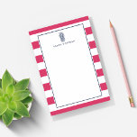 Bloco Post-it Abacaxi | Rosa & Marinho Personalizado<br><div class="desc">Design apresenta uma ilustração do estilo pineapple azul marinho,  em contraste com a cor-de-rosa fuchsia,  e seu nome,  monograma ou escolha de personalização para um olhar que é chic,  verão e pré-disquete.</div>