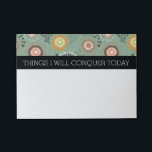 Bloco Post-it Abstrato Floral e Corações a Fazer Lista<br><div class="desc">Organize seus pensamentos e faça as coisas! Estas Notas de Posto de na moda apresentam um padrão floral e cardíaco colorido e abstrato. Uma faixa preta se senta sob o padrão com texto que diz "COISAS QUE VOU CONQUISTAR HOJE" em branco. Se você quiser mudar o texto para outra coisa,...</div>