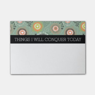 Bloco Post-it Abstrato Floral e Corações a Fazer Lista