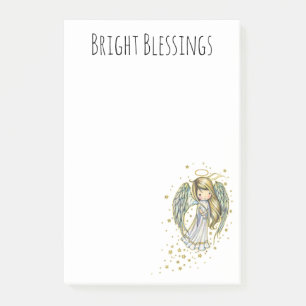 Bloco Post-it Adesivos de Anjo Fofo com Bênçãos Brilhantes