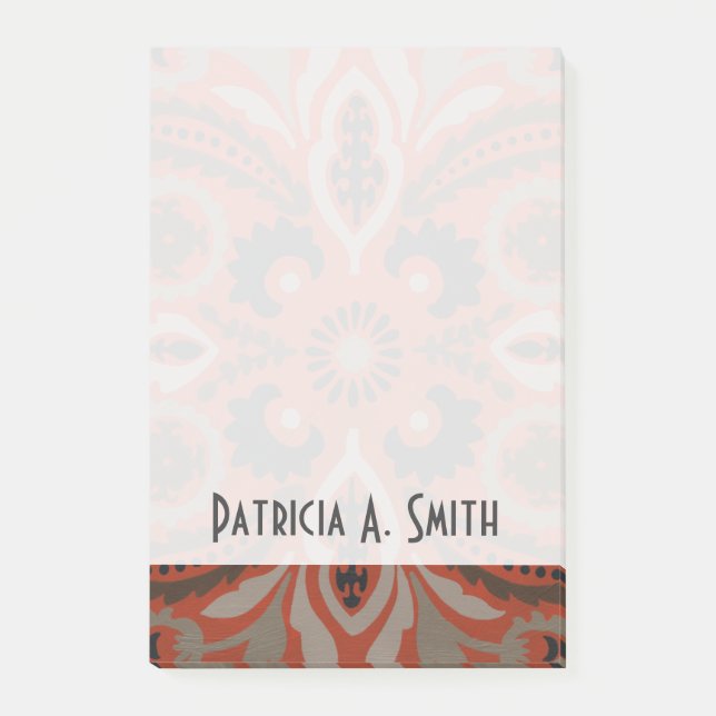 Bloco Post-it Adicionar Seu Nome| Cinnabar Suzani II (Frente)