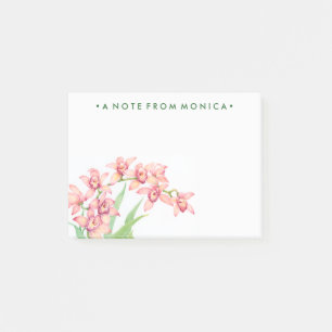 Bloco Post-it Adicionar Seu Nome Flores Rosa Aquarela