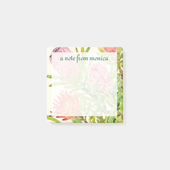 Bloco Post-it Adicionar Seu Nome| Flores tropicais de água (Frente)