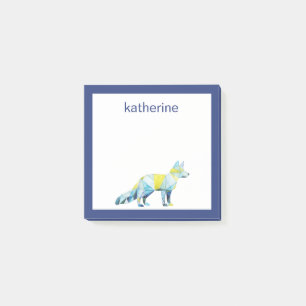 Bloco Post-it Adicionar Seu Nome Geométrica Fox Animal