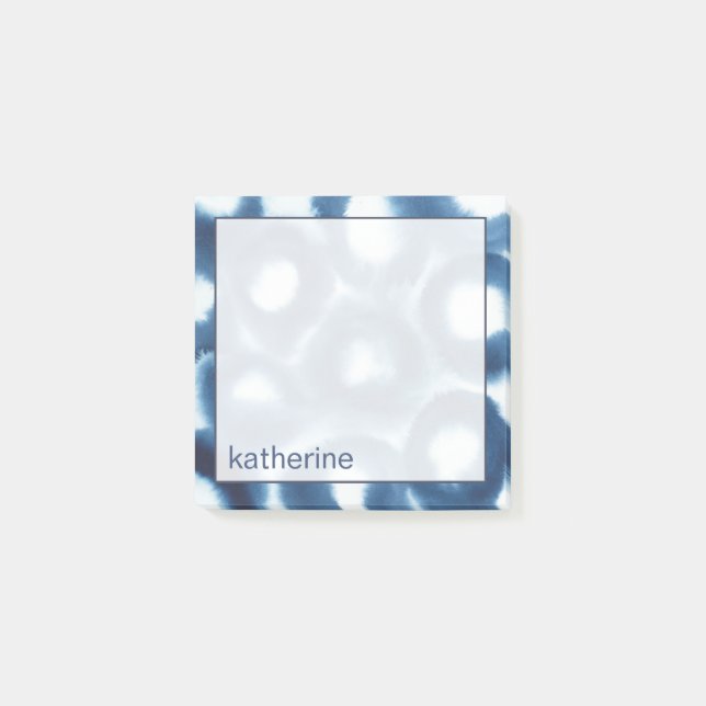 Bloco Post-it Adicione seu nome | Círculos de Impressão de Aquar (Frente)