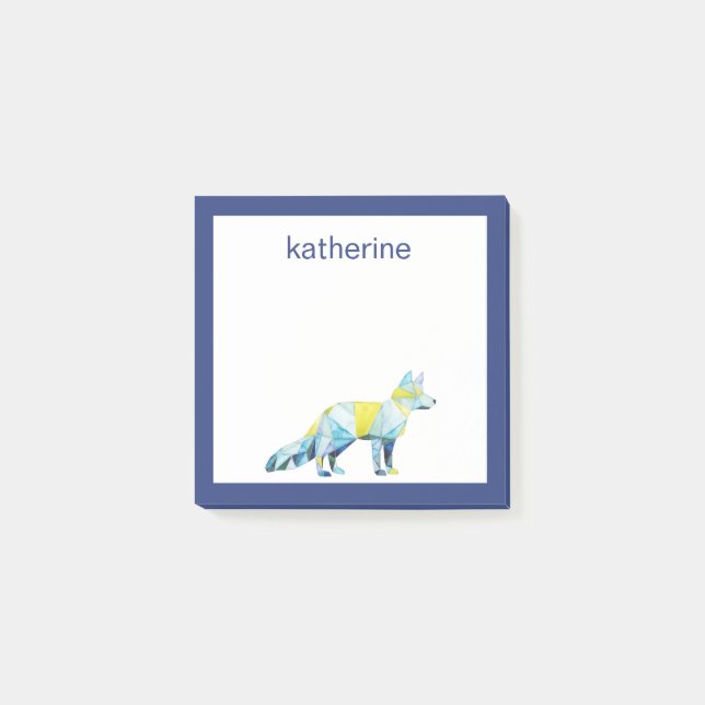 Bloco Post-it Adicione seu nome | Fox Animal Geométrico (Frente)