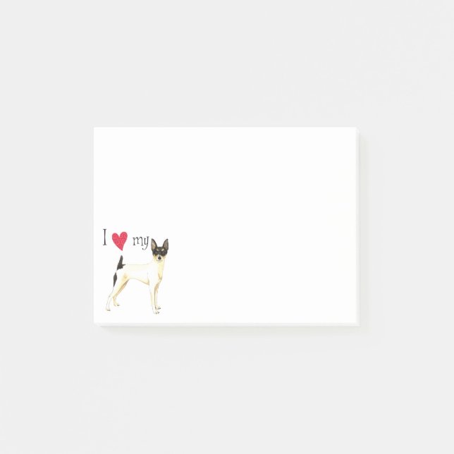 Bloco Post-it Adoro o meu Brinquedo Fox Terrier (Frente)