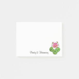 Bloco Post-it Aguarela Lotus cor-de-rosa com botões & folhas