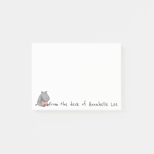 Bloco Post-it Ajudante do hipopótamo (Frente)