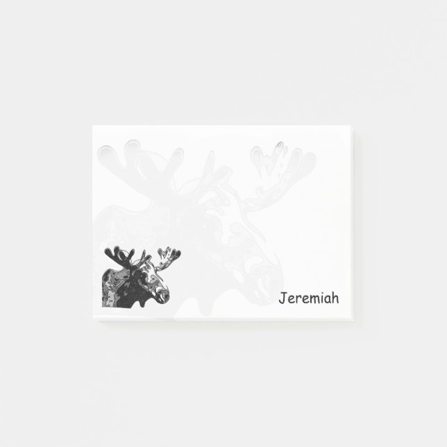 Bloco Post-it Alces em preto e branco (Frente)