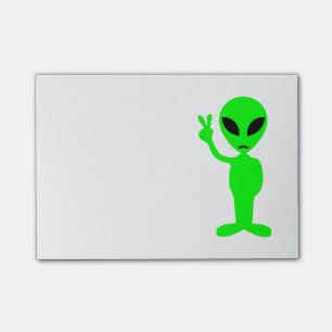 Bloco Post-it Alienígena verde Mustachioed
