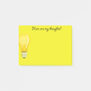 Bloco Post-it Almofadas de nota amarelas da ampola