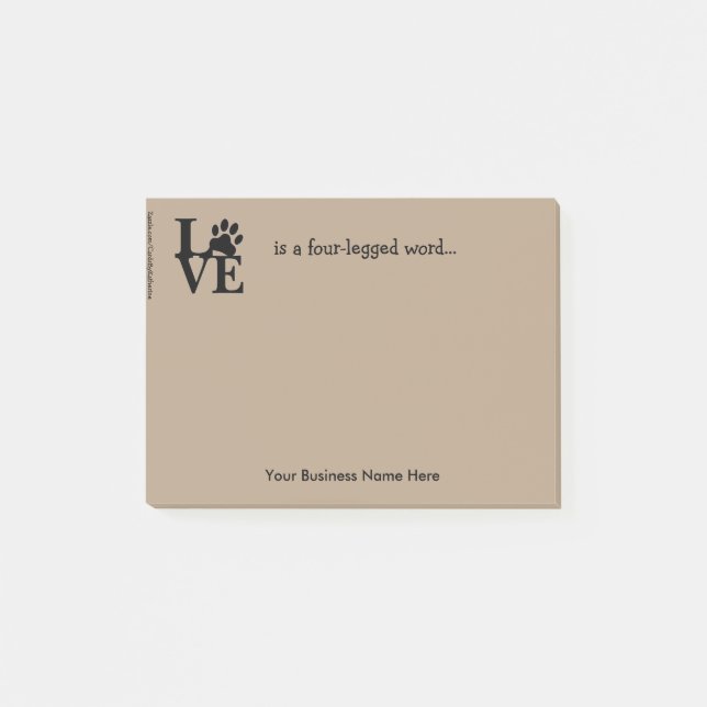 Bloco Post-it Amor das Notas-PawPrint do post-it o "é. " (Frente)