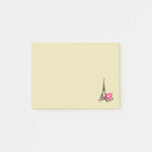 Bloco Post-it Amor Paris com ilustração da torre Eiffel