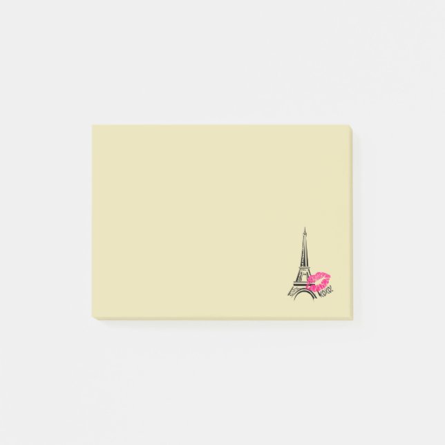 Bloco Post-it Amor Paris com Ilustração Torre Eiffel (Frente)
