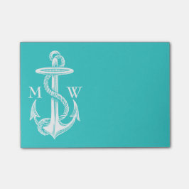 Bloco Post-it Ancora Branca Vintage - Fundo Turquoise