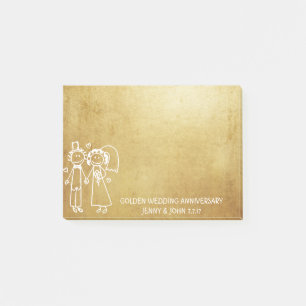 Bloco Post-it Aniversário de Casamento Obrigado Grungy Dourado
