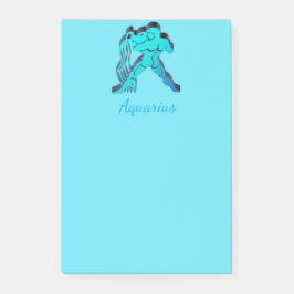 Bloco Post-it Aquarius Zodiac Astrology Blue Elegante Sinal Sun