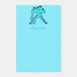 Bloco Post-it Aquarius Zodiac Astrology Blue Elegante Sinal Sun