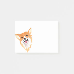 Bloco Post-it Aquecimento da Aquarela Ilustração de um Cão Sorri