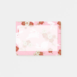 Bloco Post-it Arte Japonesa: Sakuras e Coelhos Rosa
